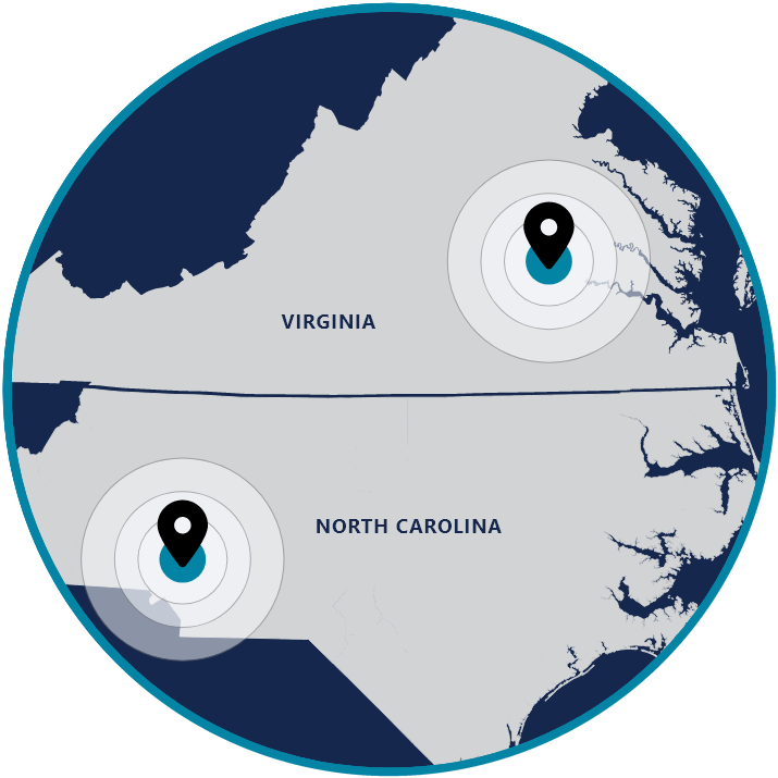 vaco-service-map image VACO Pest Service Areas - Virginia and North Carolina